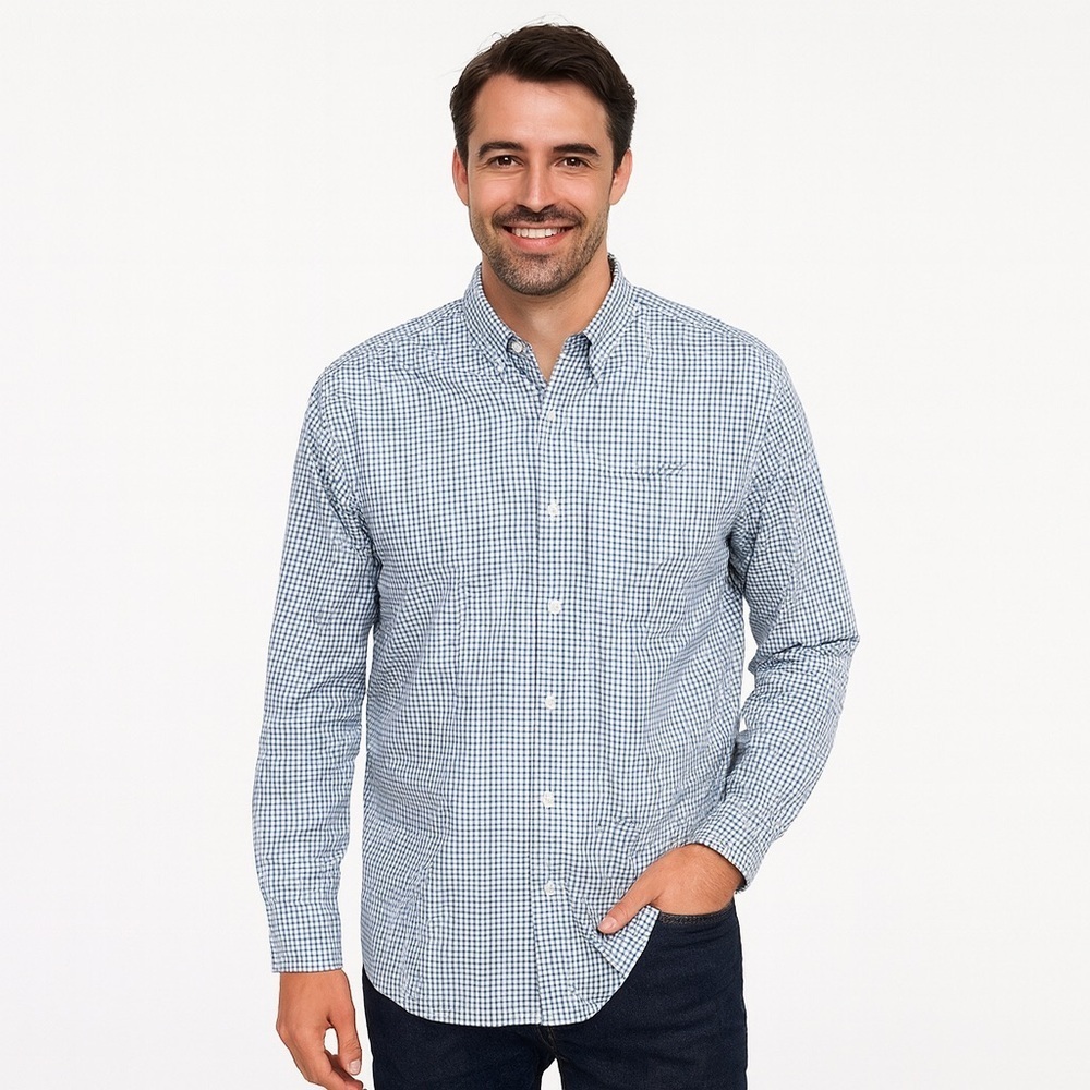 Ariat Men's Navy Blue Gingham Shirt Size S